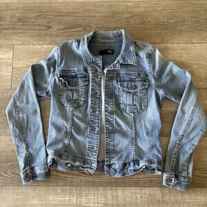 Kut from the Kloth | Amelia Crop Trucker Jacket | Sz Small | Blue Denim Stretch